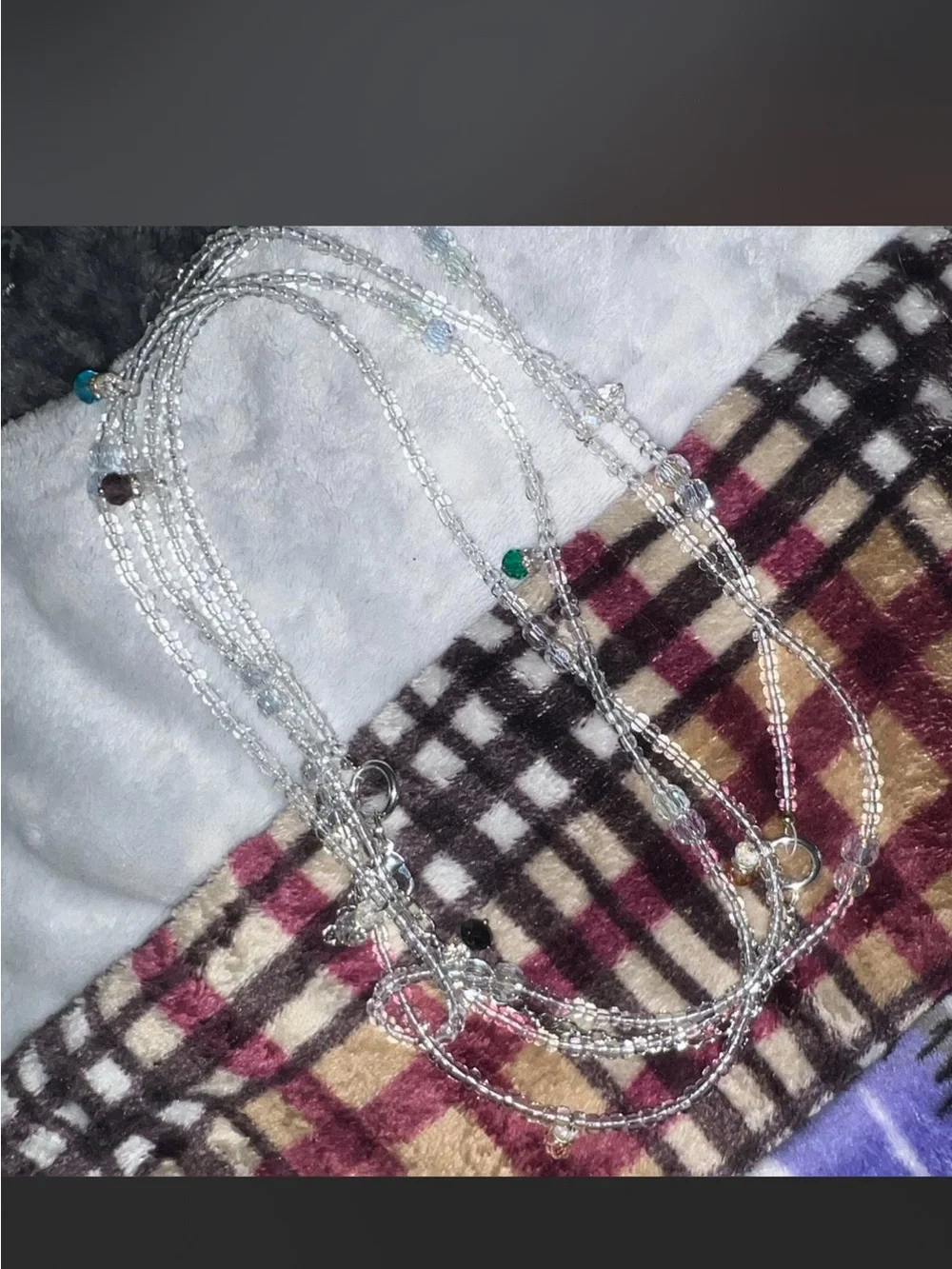 Multi-Strand Crystal Bead Necklace in Clear with Accent Beads